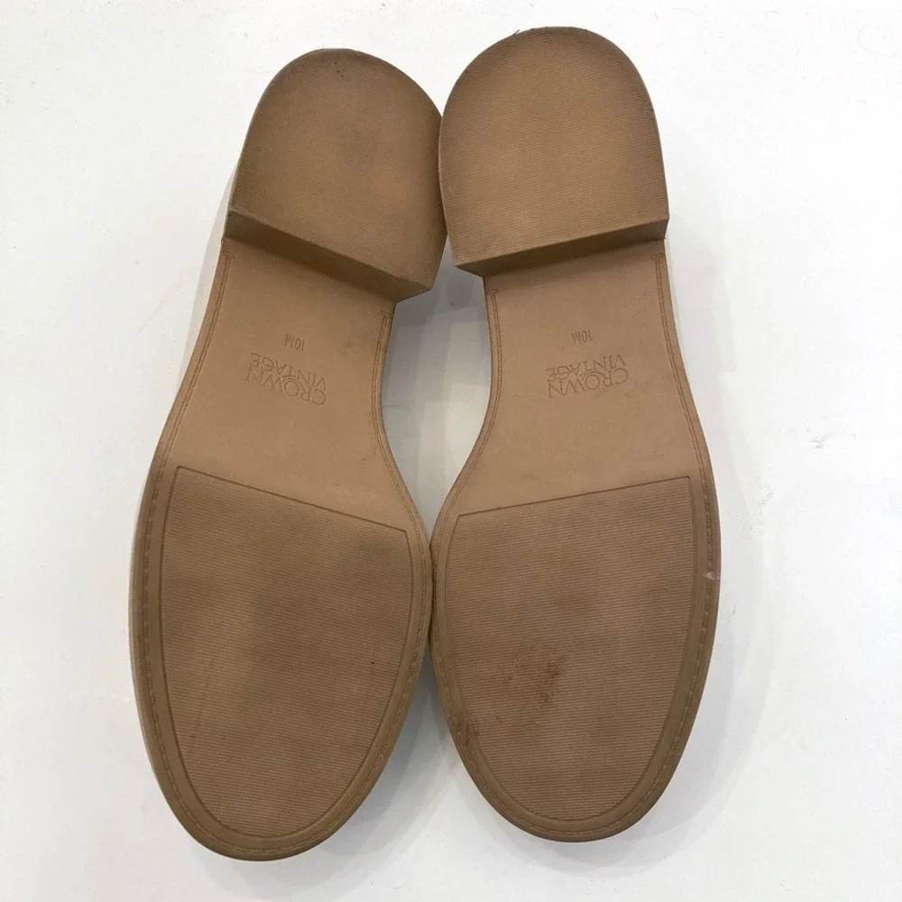 Crown Vintage Nirea Platform Penny Loafers Womens 10‎ Off White Leather Chunky